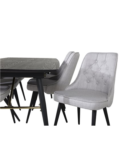 Matgrupp Gold med Velvet Deluxe matstolar, 180 × 85 cm