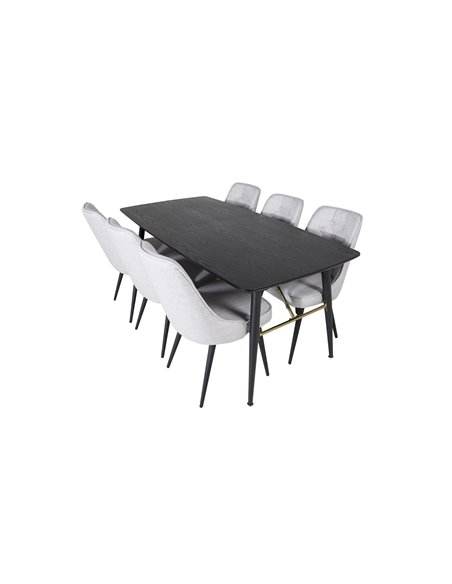 Matgrupp Gold med Velvet Deluxe matstolar, 180 × 85 cm