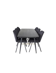 Matgrupp Gold med Gemma matstolar, 180 × 85 cm
