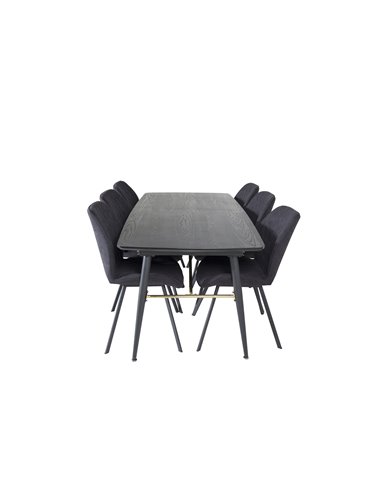 Matgrupp Gold med Gemma matstolar, 180 × 85 cm