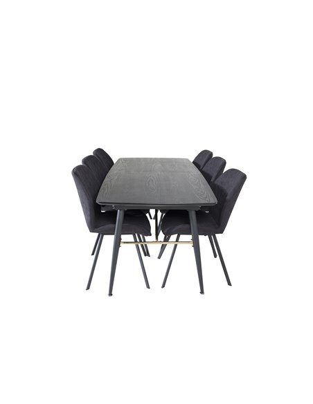 Matgrupp Gold med Gemma matstolar, 180 × 85 cm