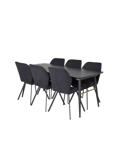 Matgrupp Gold med Gemma matstolar, 180 × 85 cm