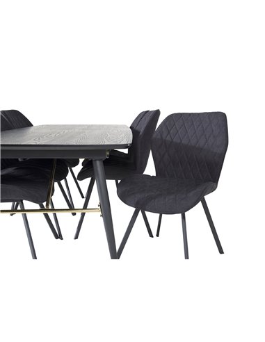 Matgrupp Gold med Gemma matstolar, 180 × 85 cm