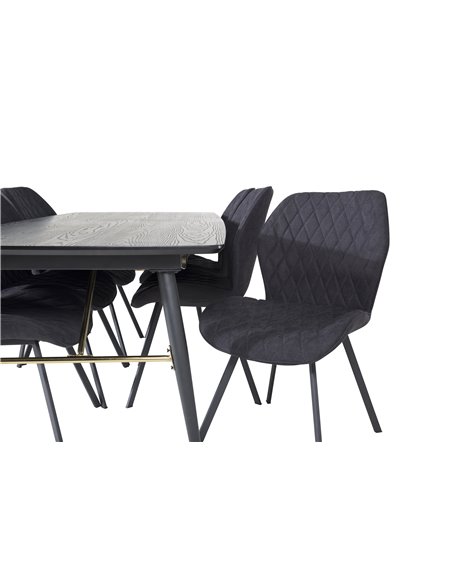 Matgrupp Gold med Gemma matstolar, 180 × 85 cm