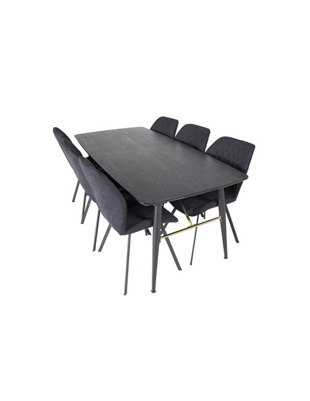 Matgrupp Gold med Gemma matstolar, 180 × 85 cm