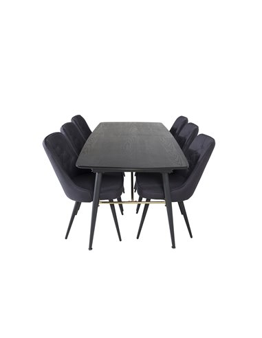 Matgrupp Gold med Velvet Deluxe matstolar, 180 × 85 cm