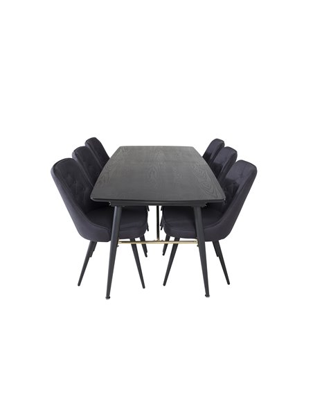 Matgrupp Gold med Velvet Deluxe matstolar, 180 × 85 cm