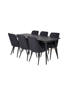 Matgrupp Gold med Velvet Deluxe matstolar, 180 × 85 cm 2