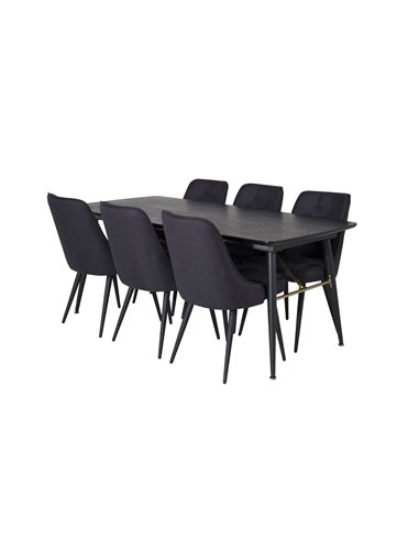 Matgrupp Gold med Velvet Deluxe matstolar, 180 × 85 cm