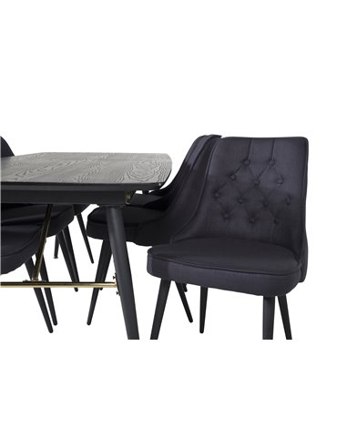 Matgrupp Gold med Velvet Deluxe matstolar, 180 × 85 cm