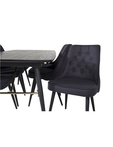 Matgrupp Gold med Velvet Deluxe matstolar, 180 × 85 cm