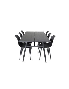 Matgrupp Sleek med Polar matstolar, 195 × 95 cm