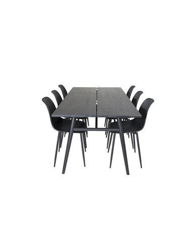 Matgrupp Sleek med Polar matstolar, 195 × 95 cm