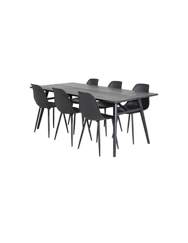 Matgrupp Sleek med Polar matstolar, 195 × 95 cm