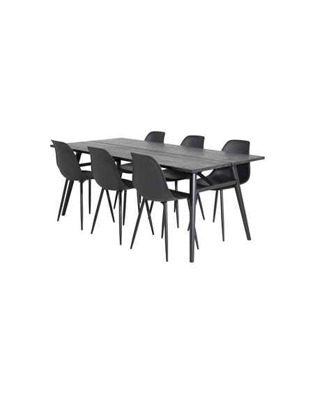 Matgrupp Sleek med Polar matstolar, 195 × 95 cm