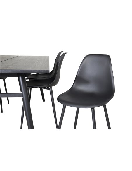 Matgrupp Sleek med Polar matstolar, 195 × 95 cm