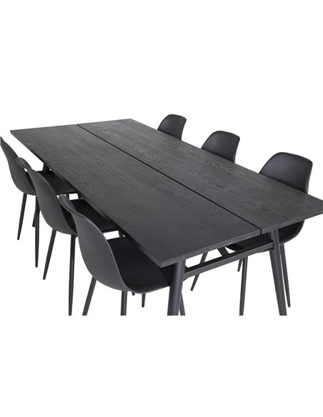 Matgrupp Sleek med Polar matstolar, 195 × 95 cm