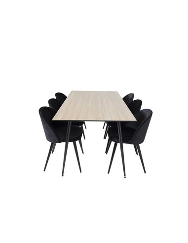 Matgrupp Silar med Velvet matstolar, 180 × 90 cm