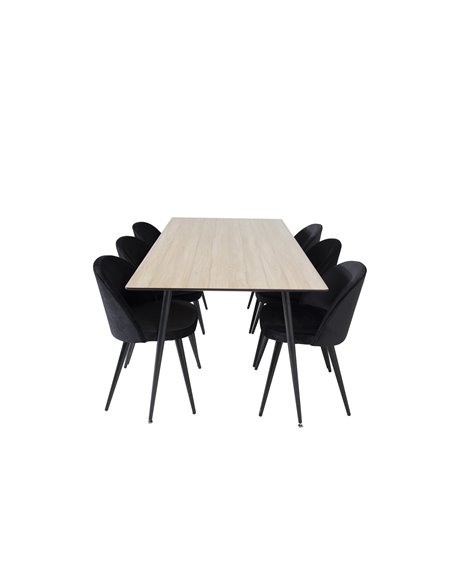 Matgrupp Silar med Velvet matstolar, 180 × 90 cm