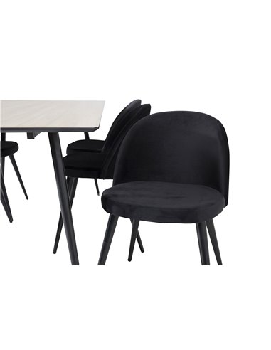 Matgrupp Silar med Velvet matstolar, 180 × 90 cm