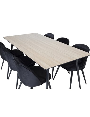 Matgrupp Silar med Velvet matstolar, 180 × 90 cm