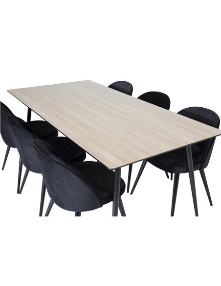 Matgrupp Silar med Velvet matstolar, 180 × 90 cm
