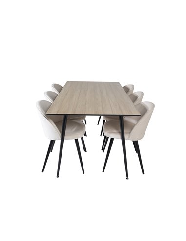 Matgrupp Silar med Velvet matstolar, 180 × 90 cm