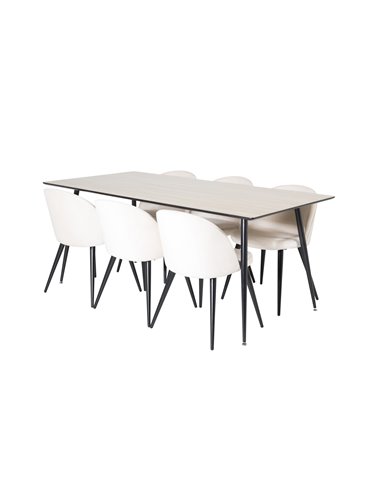 Matgrupp Silar med Velvet matstolar, 180 × 90 cm