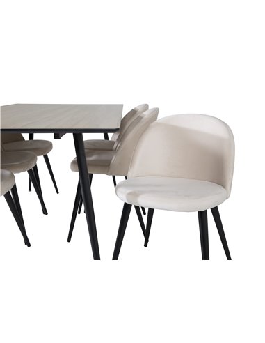 Matgrupp Silar med Velvet matstolar, 180 × 90 cm