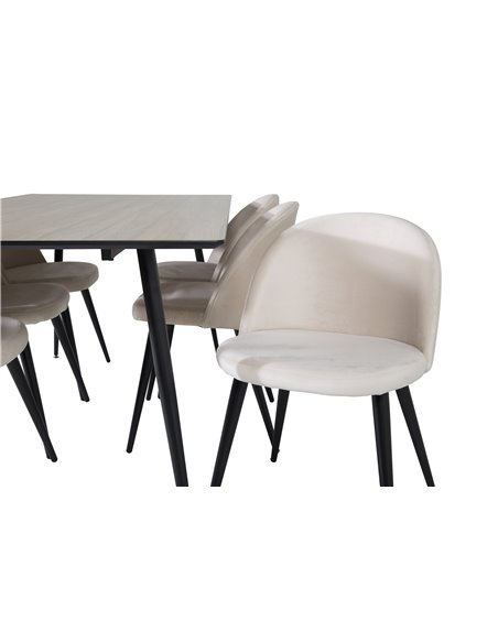 Matgrupp Silar med Velvet matstolar, 180 × 90 cm