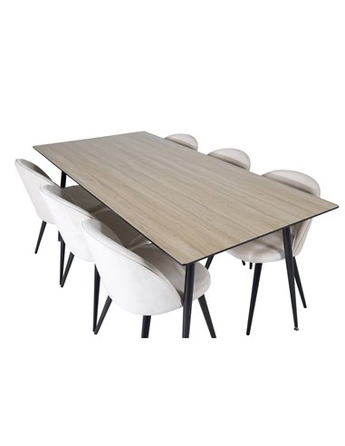 Matgrupp Silar med Velvet matstolar, 180 × 90 cm
