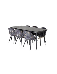 Matgrupp Gold med Velvet matstolar, 180 × 85 cm 2
