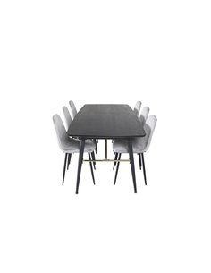 Matgrupp Gold med Polar matstolar, 180 × 85 cm