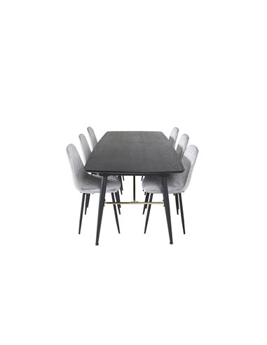 Matgrupp Gold med Polar matstolar, 180 × 85 cm