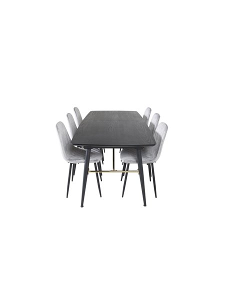 Matgrupp Gold med Polar matstolar, 180 × 85 cm