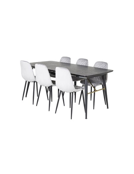 Matgrupp Gold med Polar matstolar, 180 × 85 cm