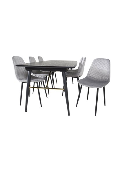 Matgrupp Gold med Polar matstolar, 180 × 85 cm