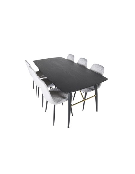 Matgrupp Gold med Polar matstolar, 180 × 85 cm