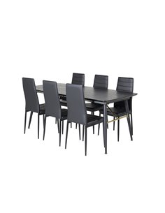 Matgrupp Gold med Slim matstolar, 180 × 85 cm