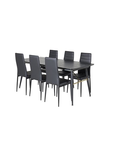 Matgrupp Gold med Slim matstolar, 180 × 85 cm