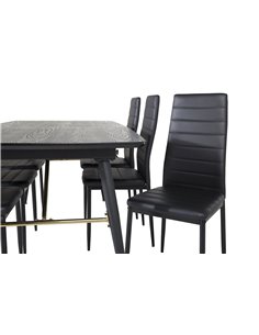 Matgrupp Gold med Slim matstolar, 180 × 85 cm 2