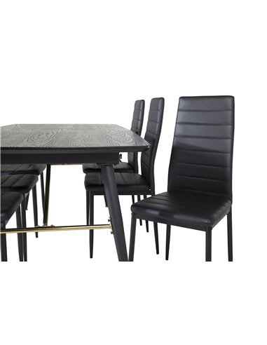 Matgrupp Gold med Slim matstolar, 180 × 85 cm