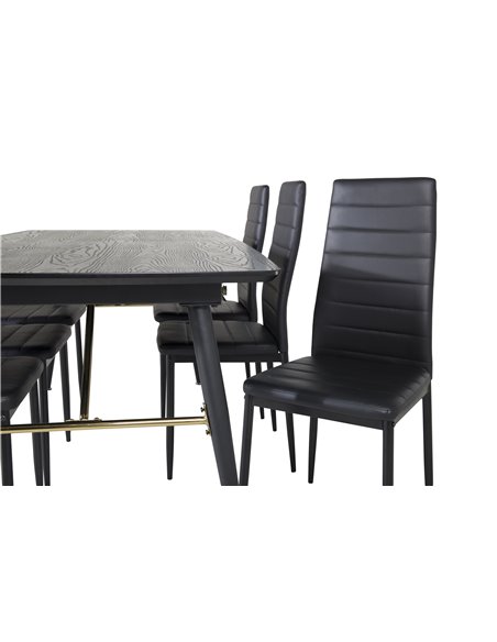 Matgrupp Gold med Slim matstolar, 180 × 85 cm
