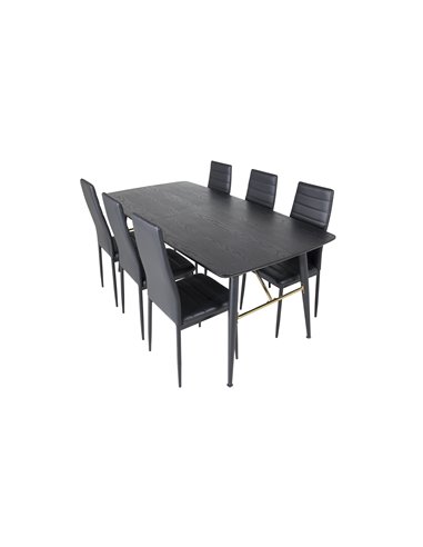 Matgrupp Gold med Slim matstolar, 180 × 85 cm