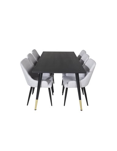 Matgrupp Dipp med Plaza matstolar, 180 × 90 cm