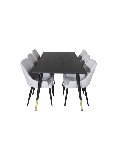 Matgrupp Dipp med Plaza matstolar, 180 × 90 cm