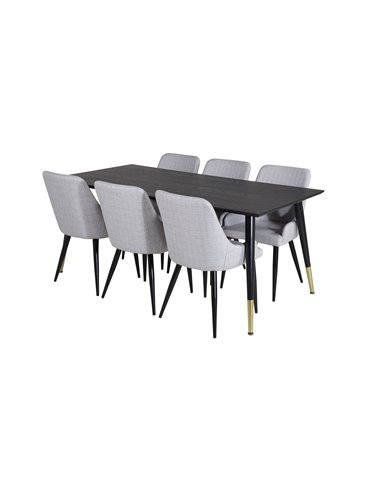 Matgrupp Dipp med Plaza matstolar, 180 × 90 cm