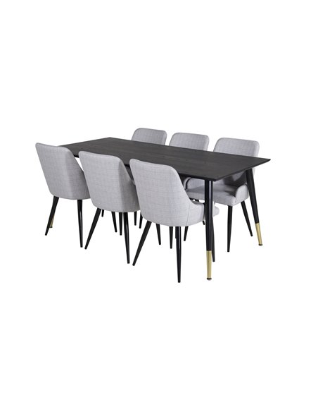 Matgrupp Dipp med Plaza matstolar, 180 × 90 cm