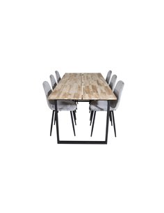 Matgrupp Cirebon med Polar matstolar, 200 × 90 cm