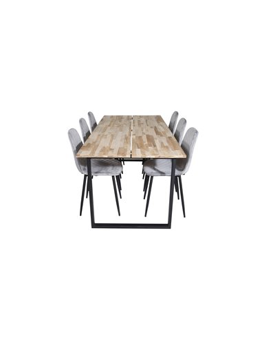Matgrupp Cirebon med Polar matstolar, 200 × 90 cm